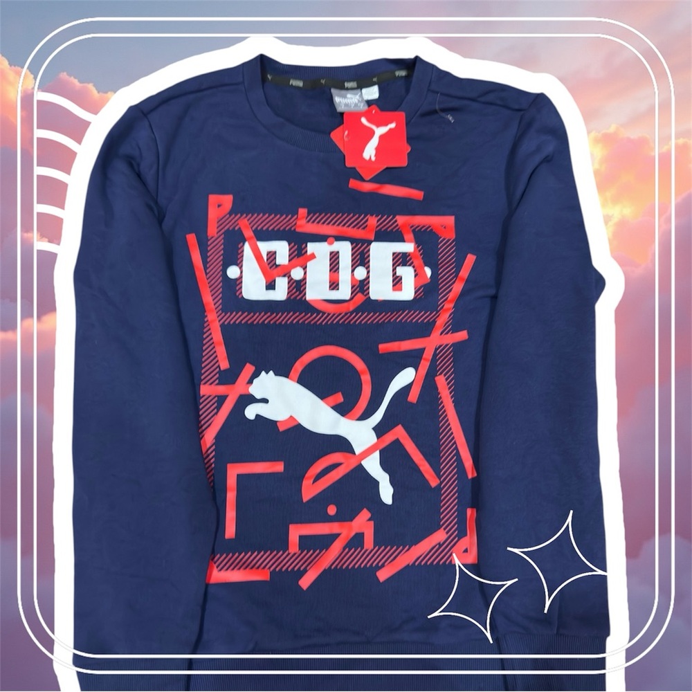 Puma Navy Long Sleeve Graphic Tee